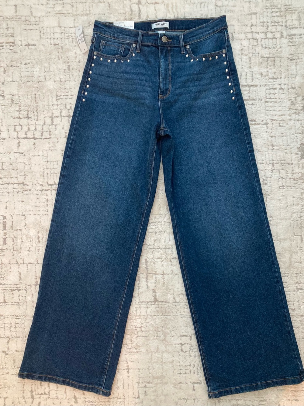 Nine West Dark Blue Wide Leg Jeans with Silver Studs